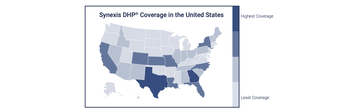 Synexis DHP coverage in the United States map