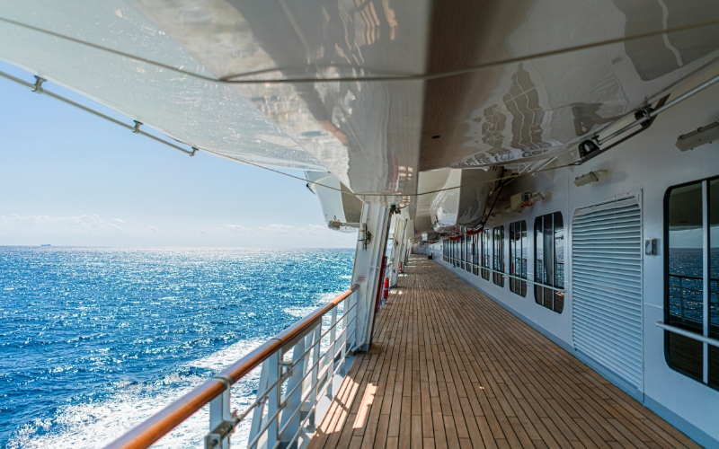 Deck of a cruise ship...indoor air quality when traveling, particularly cruises, can be tricky