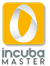 Incuba Master logo: a yellow square with a white and gray loop and the brand name below.