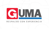 GUMA logo: red square with a white 'G' followed by bold gray 'UMA' and the tagline 'RESPALDO CON EXPERIENCIA' underneath.