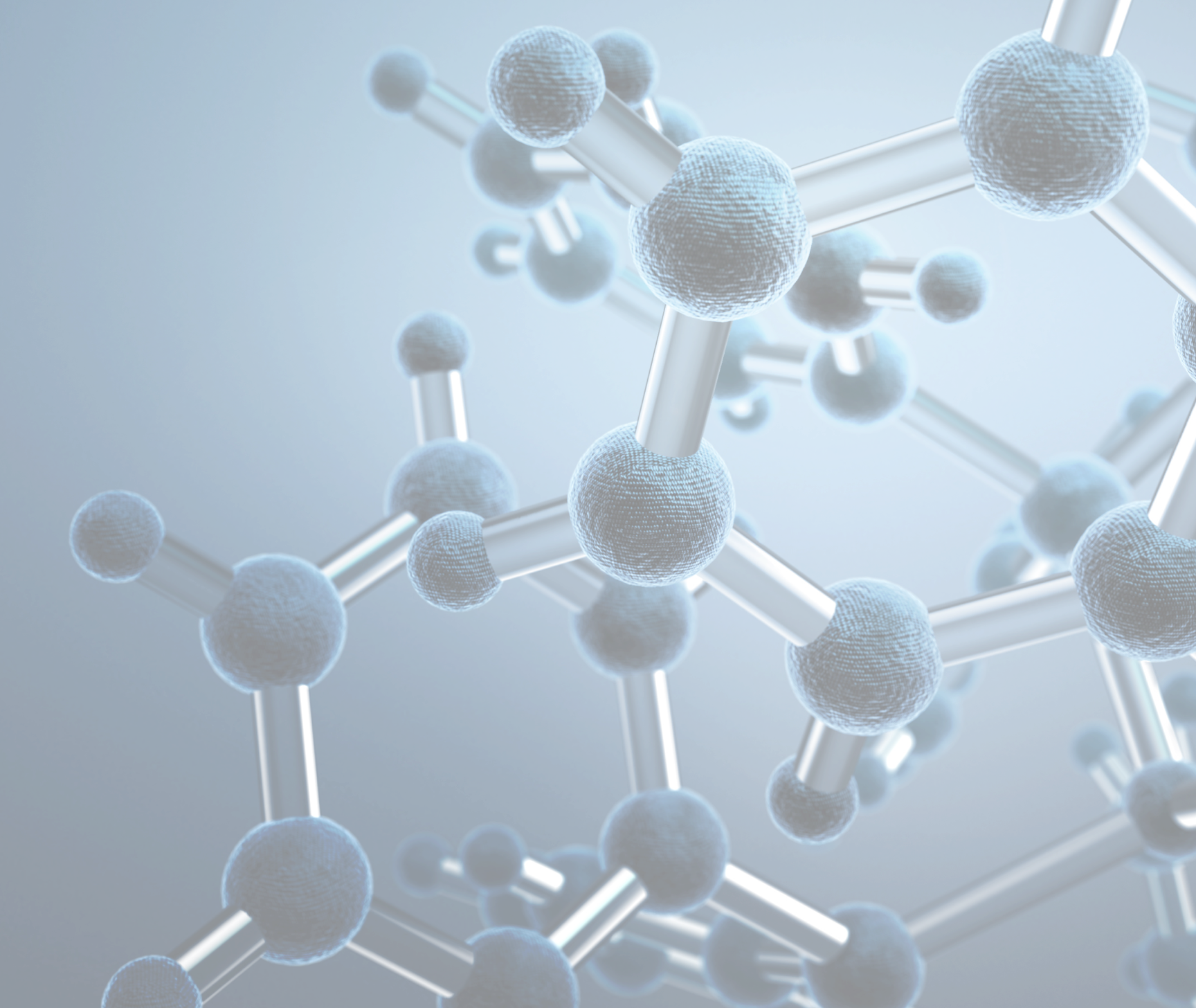Blue molecular model with spheres connected by rods forming a lattice structure.